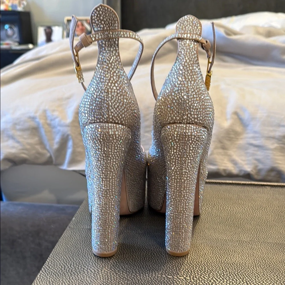 Valentino Garavani Tan Go Crystal embellished Platform Pump Size 39